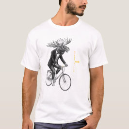Moose Rider Minimal Animal Illustration. T-Shirt