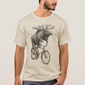 Moose Riding Bicycle Vintage Tierart Lover T-Shirt (Vorderseite)