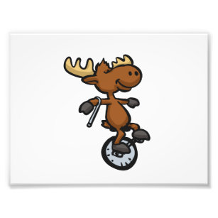 Moose riding unicycle Choose Background   Fotodruck