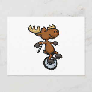 Moose riding unicycle Choose Background   Postkarte
