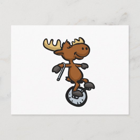 Moose riding unicycle Choose Background | Postkarte (Vorderseite)