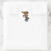 Moose riding unicycle Choose Background | Runder Aufkleber (Tasche)