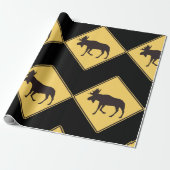 Moose Road Sign Geschenkpapier (Ungerollt)