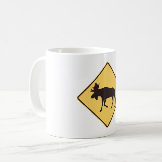 Moose Road Sign Kaffeetasse (Vorderseite Links)