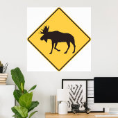 Moose Road Sign Poster