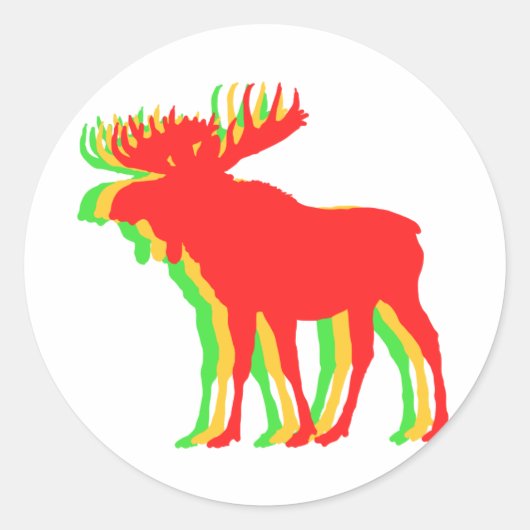 Moose Schattenfarben - Hintergrundfarbe auswählen Runder Aufkleber (Vorderseite)