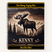 Moose Schnitzerei aus dunklem Holz mit Hintergrund Notizblock (Vorderseite)