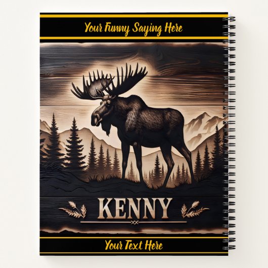 Moose Schnitzerei aus dunklem Holz mit Hintergrund Notizblock (Rückseite)