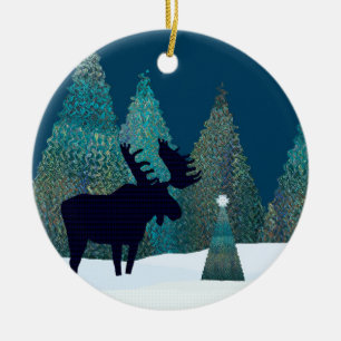 Moose Silent Night Wonder Keramik Ornament