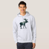 Moose Silhouette Forest Nature Double Exppsure Hoodie (Vorne ganz)