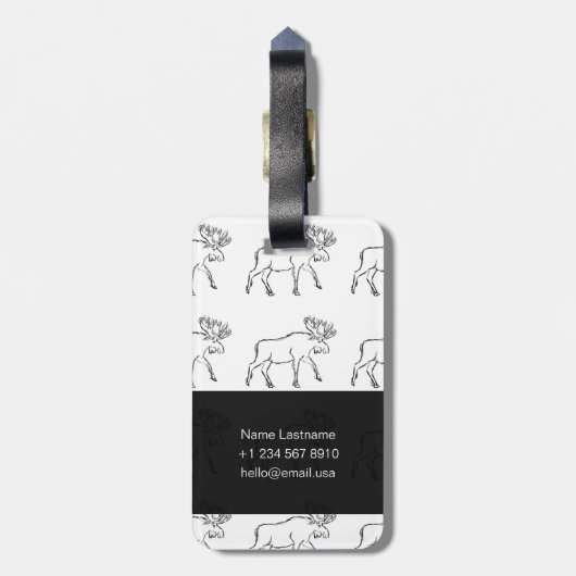 Moose Sketch with Red Background Gepäckanhänger (Rückseite vertikal)