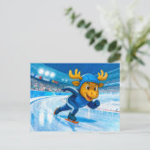 Moose Speed Skating on a Frozen Ice Track Postkarte (Stehend Vorderseite)