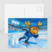 Moose Speed Skating on a Frozen Ice Track Postkarte (Vorne/Hinten)