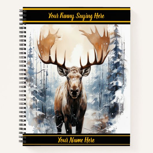 Moose steht hoch im Schneewald Notizblock (Vorderseite)