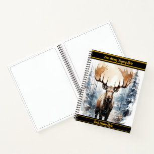 Moose steht hoch im Schneewald Notizblock