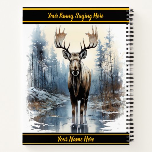 Moose steht schön in einem ruhigen Wald Notizblock (Rückseite)