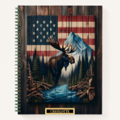 Moose steht stolz im rustikalen Rahmen Notizblock (Vorderseite)