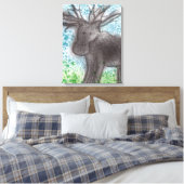 Moose Stretched Canvas Print Leinwanddruck (Insitu (Schlafzimmer))