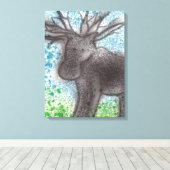 Moose Stretched Canvas Print Leinwanddruck (Insitu (Holzboden))