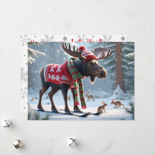 Moose-tastische Weihnachts-Personalisierte Grußkar Feiertagskarte (Vorderseite/Rückseite Beispiel)