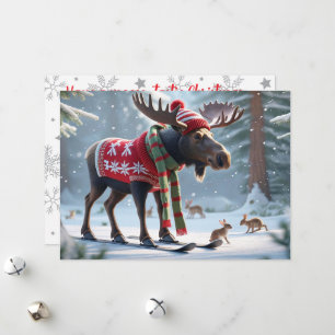Moose-tastische Weihnachts-Personalisierte Grußkar Feiertagskarte