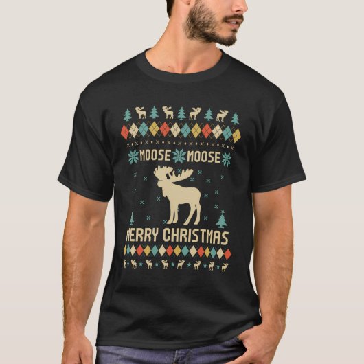 Moose Ugly Christmas Sweater T - Shirt (Vorderseite)