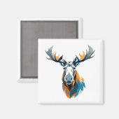Moose Vector Art mit lebhaften Farben Magnet (Vorderseite/Rückseite)
