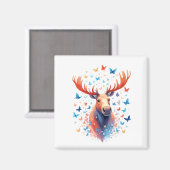 Moose Vector Malerei Adorable Fun Animal Playing Magnet (Vorderseite/Rückseite)