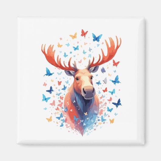 Moose Vector Malerei Adorable Fun Animal Playing Magnet (Vorne)