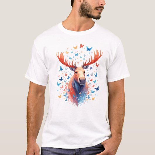 Moose Vector Malerei Adorable Fun Animal Playing T-Shirt (Vorderseite)