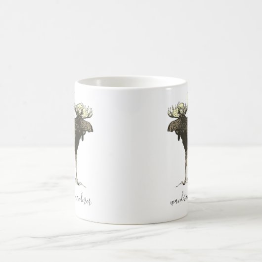 Moose Wander in der Wildnis White-Enamel-Camper Kaffeetasse (Mittel)