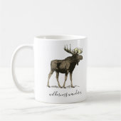 Moose Wander in der Wildnis White-Enamel-Camper Kaffeetasse (Links)