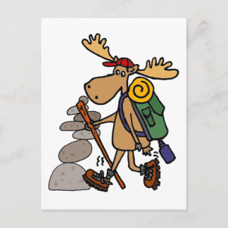 Moose-Wanderung mit Cairn Cartoon Postkarte
