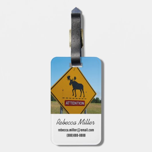 Moose-Warnzeichen Gepäckanhänger (Rückseite vertikal)