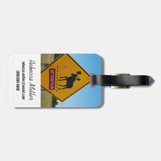 Moose-Warnzeichen Gepäckanhänger (Rückseite horizontal)
