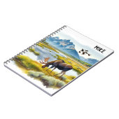 Moose Watercolor Ai Art Monogram Notizblock (Linke Seite)