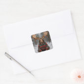 Moose Wearing Ugly Christmas Sweater Quadratischer Aufkleber (Umschlag)