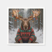 Moose Wearing Ugly Christmas Sweater Serviette (Vorderseite)