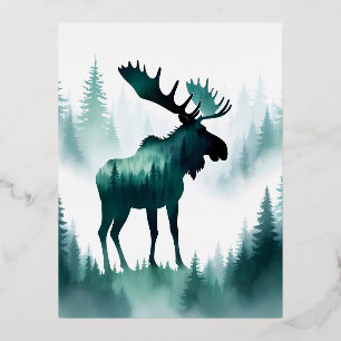 Moose Wildlife Animal Nature Forest Folien Feiertagspostkarte