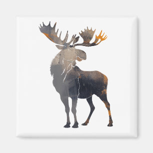 Moose Wildlife Nature Illustration Silhouette Joy Magnet