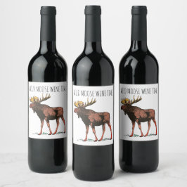 Moose Wildlife Wine Labels Weinetikett