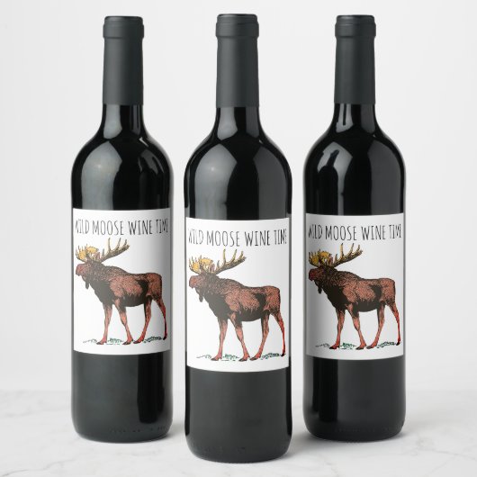 Moose Wildlife Wine Labels Weinetikett (Flaschen)