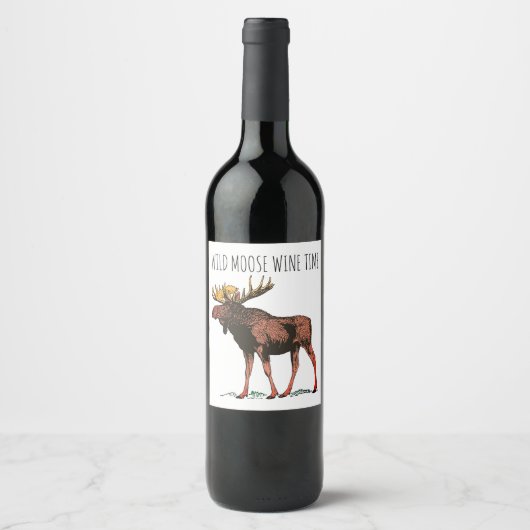 Moose Wildlife Wine Labels Weinetikett (Vorderseite)