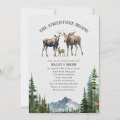Moose Woodland Adventure Neutral Baby Shower Einladung (Vorderseite)