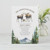 Moose Woodland Adventure Neutral Baby Shower Einladung (Stehend Vorderseite)