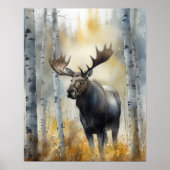 Moose Woodland Animal Art Print Poster (Vorne)