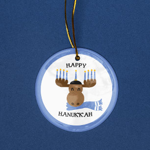 Moosed Happy Hanukkah Funny Hanukkah Keramik Ornament