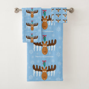 Moosehead_Icicle Antlers_Mistletoe_Merry Kissmoose Badhandtuch Set