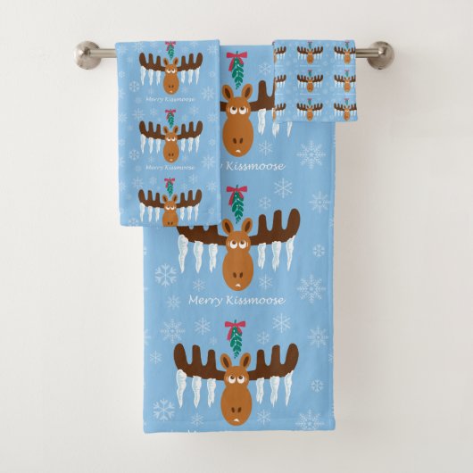 Moosehead_Icicle Antlers_Mistletoe_Merry Kissmoose Badhandtuch Set (Insitu)