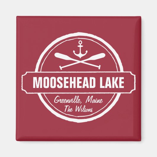 Moosehead Lake Maine Ankerstadt und Name Magnet (Vorne)